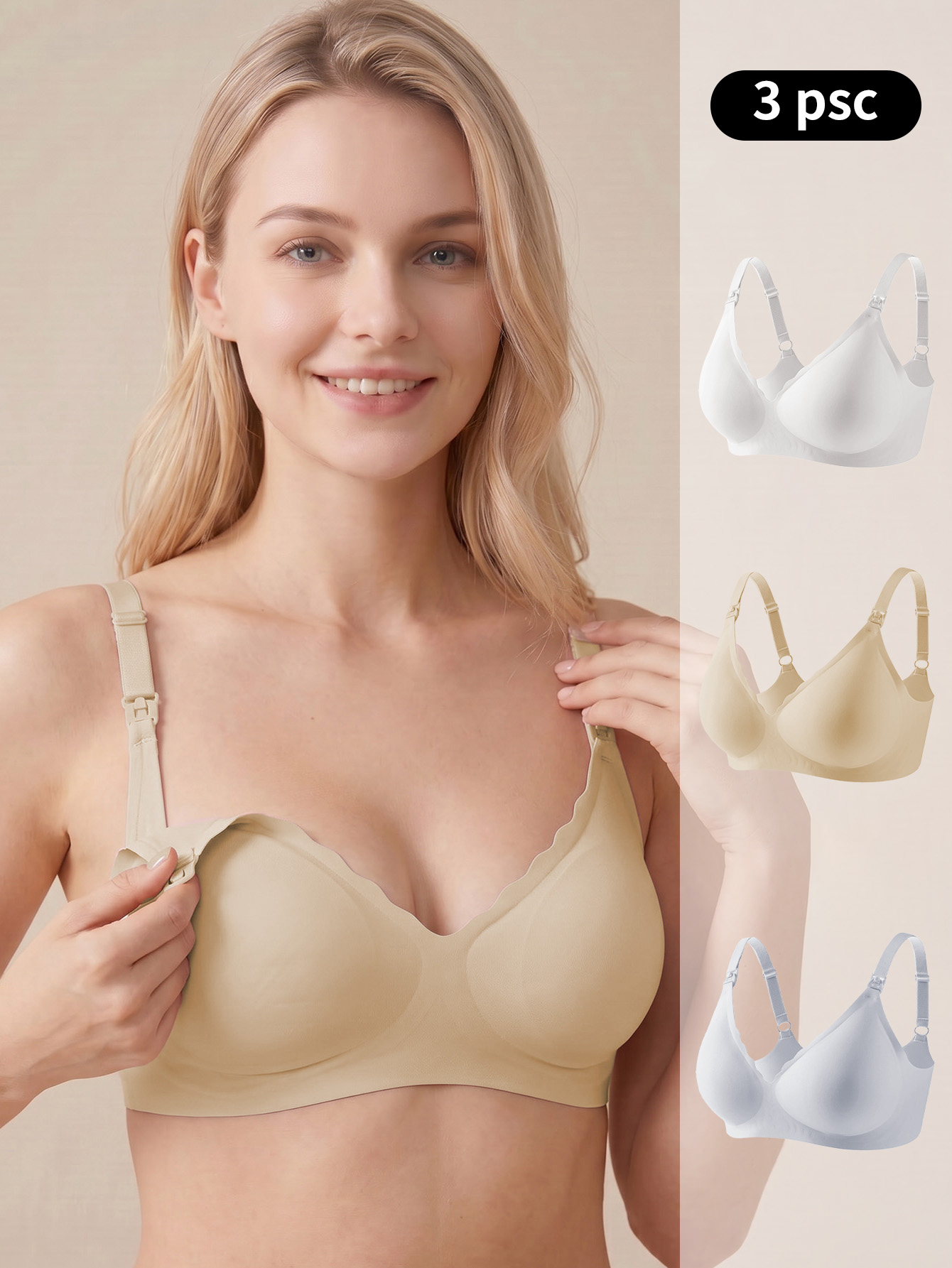 Multi Pack Underwear - マタニティ授乳ブラ 3 パック イージーリフト留め具付きで授乳が便利、シームレスで通気性のあるワイヤーフリーのスリープウェア
