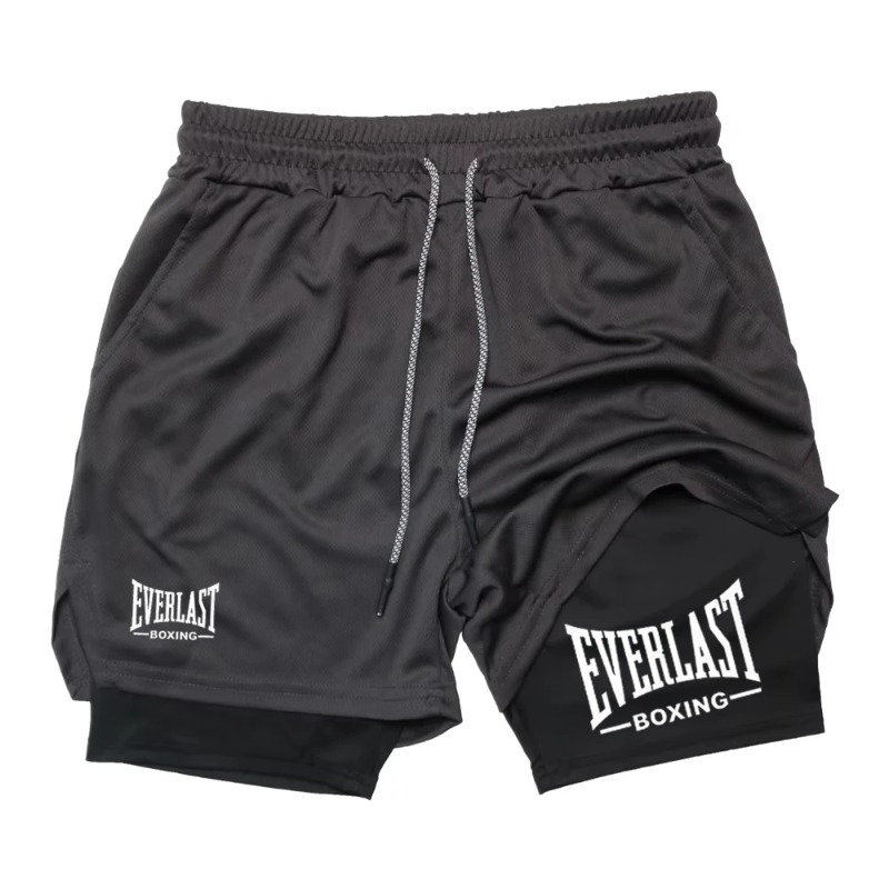 Compression Shorts Athletes - 多機能アクティブウェア メンズ コンプレッション ジムショーツ スポーツ ダブルレイヤー