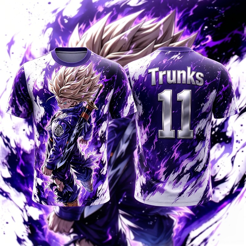 Trunk Breathable Men - 2026 夏ドラゴンボールトランクス 3D プリントジャージトレンディな男性通気性速乾性アウトドアスポーツアニメストリートウェア半袖
