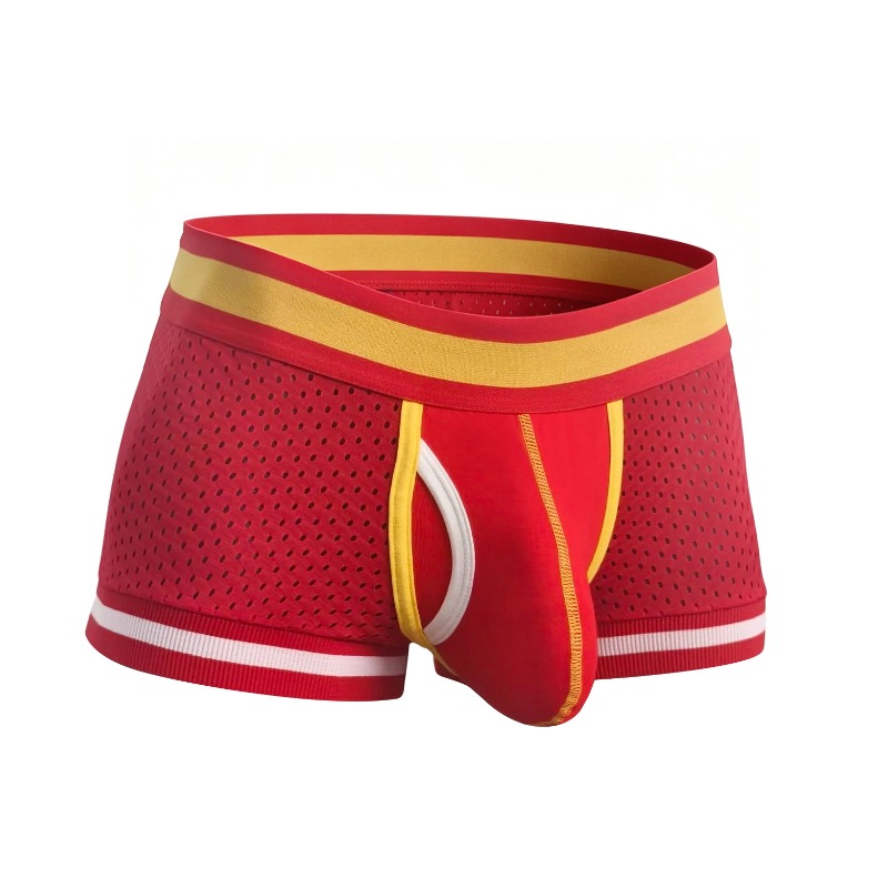 Mesh Sport Boxer - 男性メッシュボクサーブリーフ U 凸ポーチ通気性下着夏軽量速乾スポーツトランクス赤ボクサーショーツ男性
