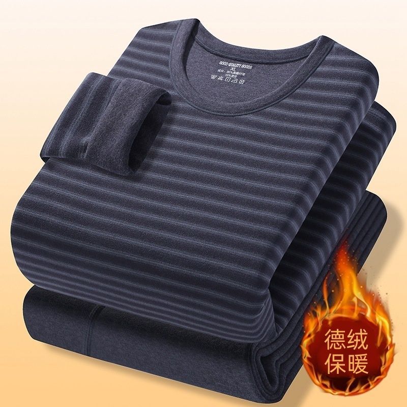 Thermal Long John - 2025年秋冬用サーマル下着セット メンズ 両面ドイツベルベット 防寒インナーシャツ クルーネック ロングジョンズ