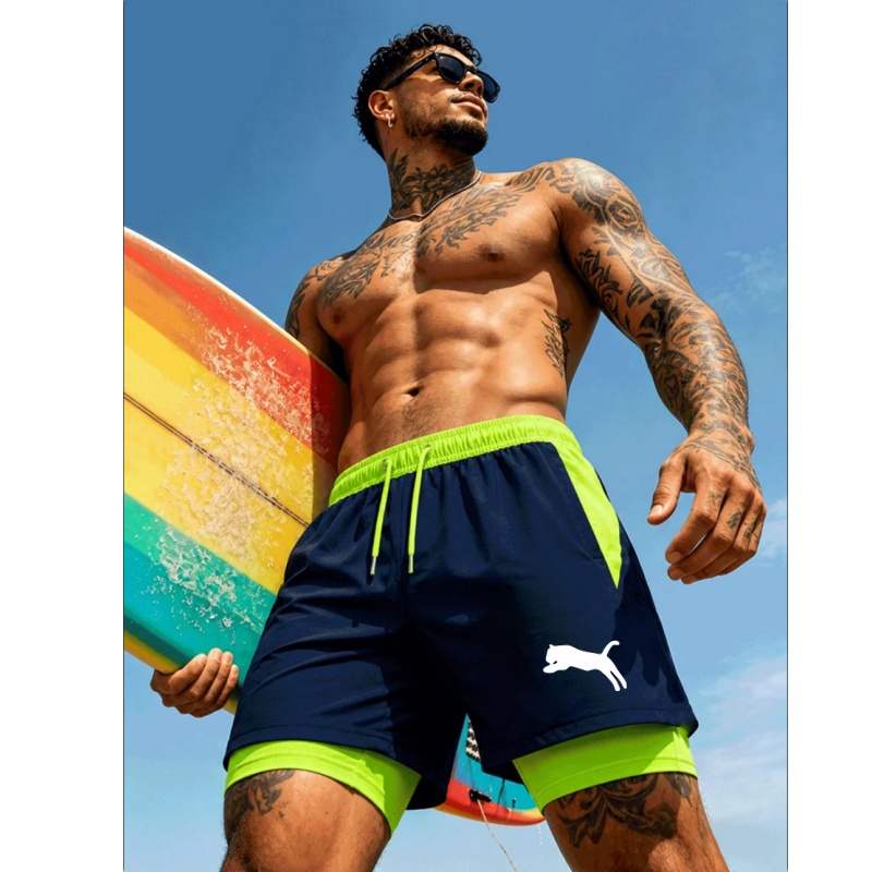 Compression Shorts Athletes - メンズ ランニング チーター ヒョウ シルエット プリント