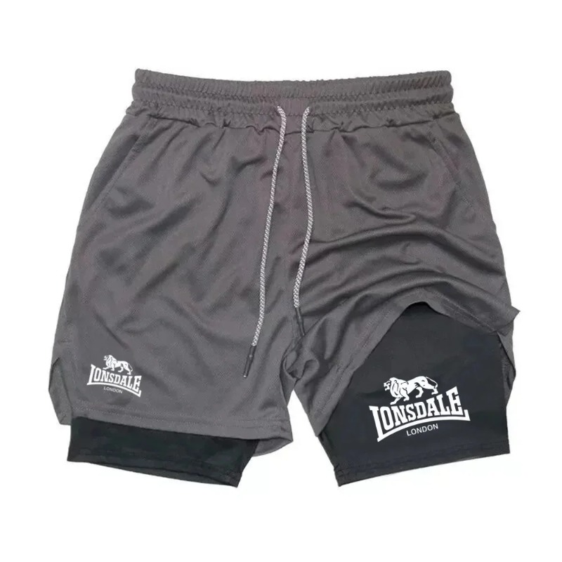 Compression Shorts Athletes - プリント2in1ランニングショーツ メンズ ジムワークアウト コンプレッションショーツ スマホポケット付き タオルループ付き