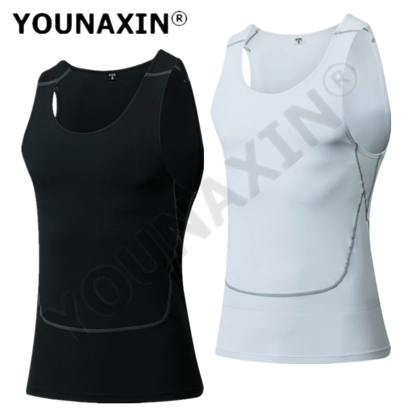 Base Layer Top - メンズブラックスポーツベスト,タイトタンク,ベースレイヤー,ノースリーブTシャツ,シングレット,スウェットシャツ,スポーツウェア,ホワイト