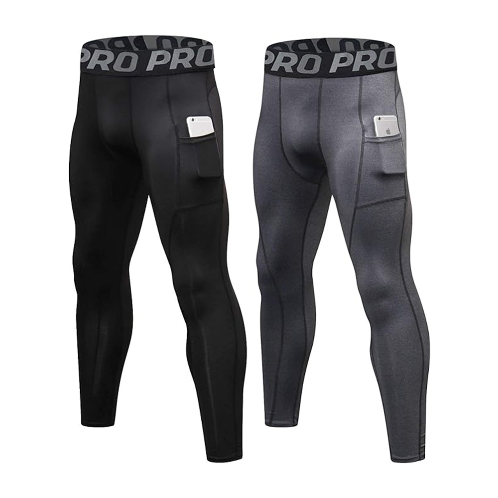 Compression Long Pant - メンズコンプレッションパンツロングジョンズ男性用レギンスポケット付きジムトレーニングベースレイヤーランニングバスケットボールアスレチックタイツ