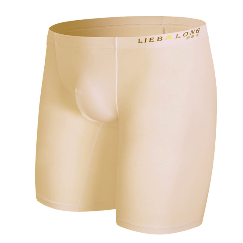 Long Leg Trunk Men - 男性用の通気性のあるシルクボクサーショーツ,耐摩耗性の下着,ロングレッグボクサーショーツ,滑り止め,スポーツパンツ