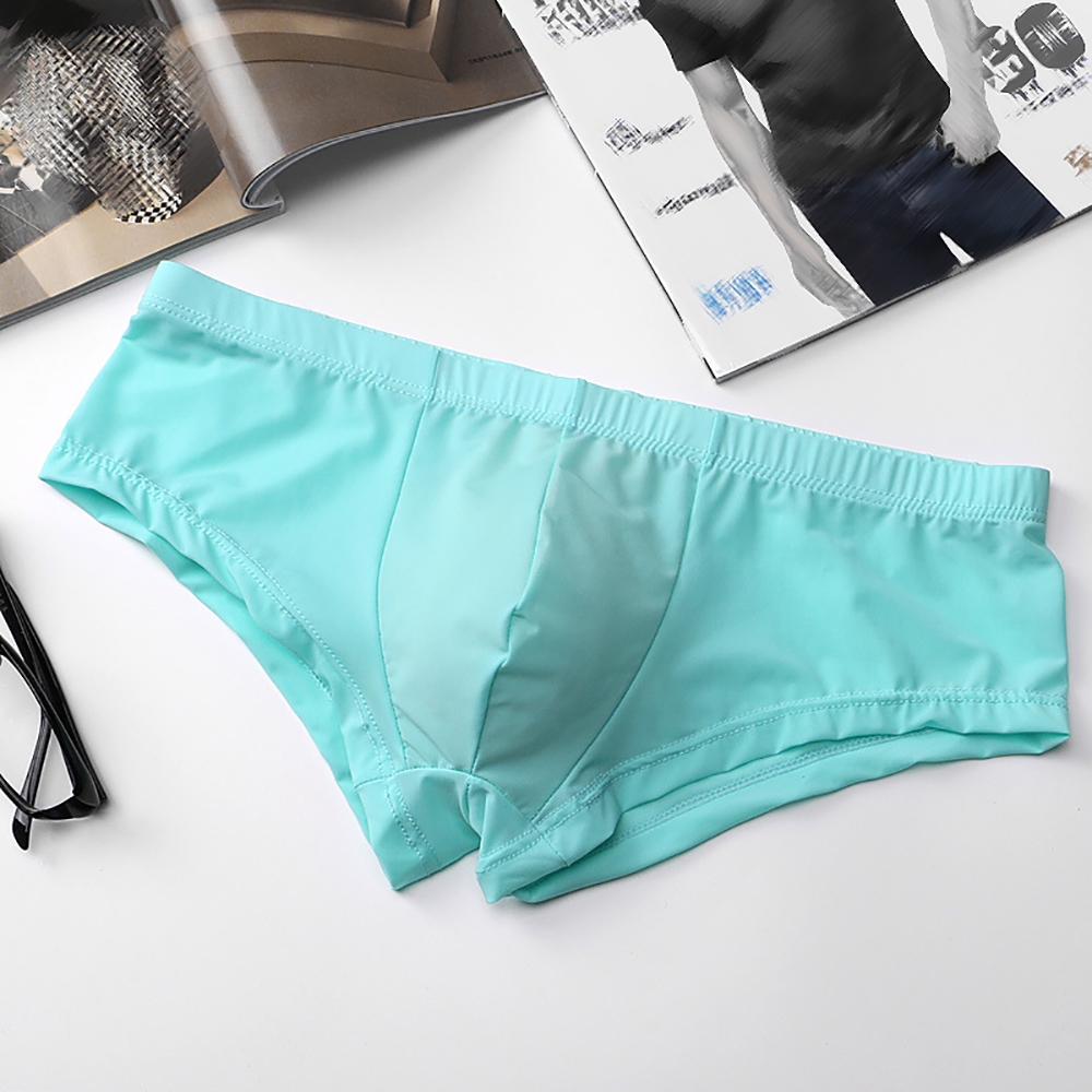Pouch Boxer Pouch - アイスシルク下着ボクサーブリーフ通気性バルジポーチショーツローライズ男性パンティーショーツトランクスパンツファッション