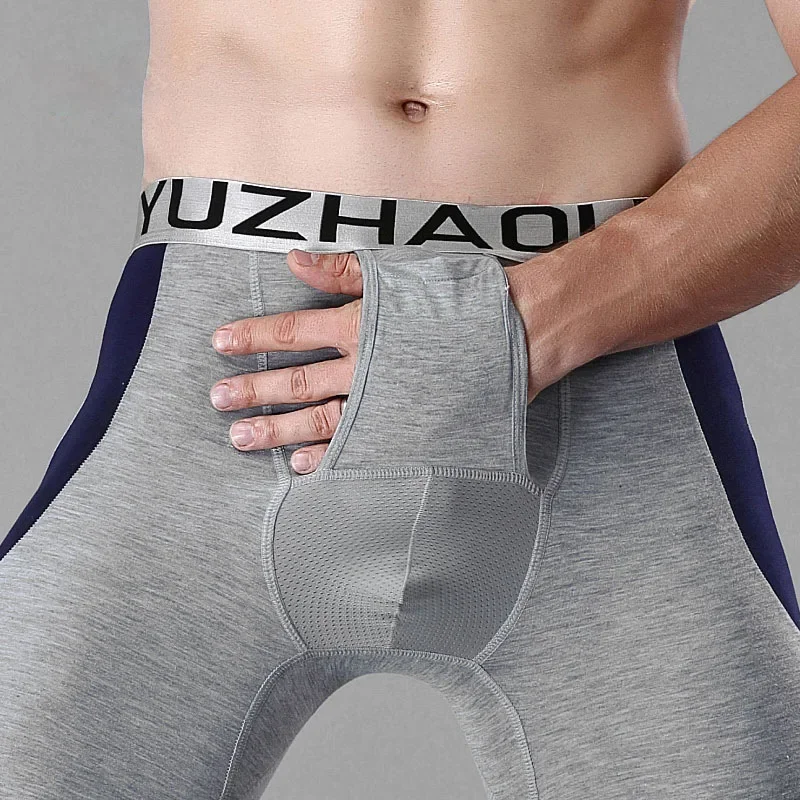 Thermal Long John - メンズ弾丸型セパレーションロングジョンズ、ストレッチコットンパンツ、スリムフィットのサーマルスウェットパンツ、u凸レギンス、陰嚢サポート