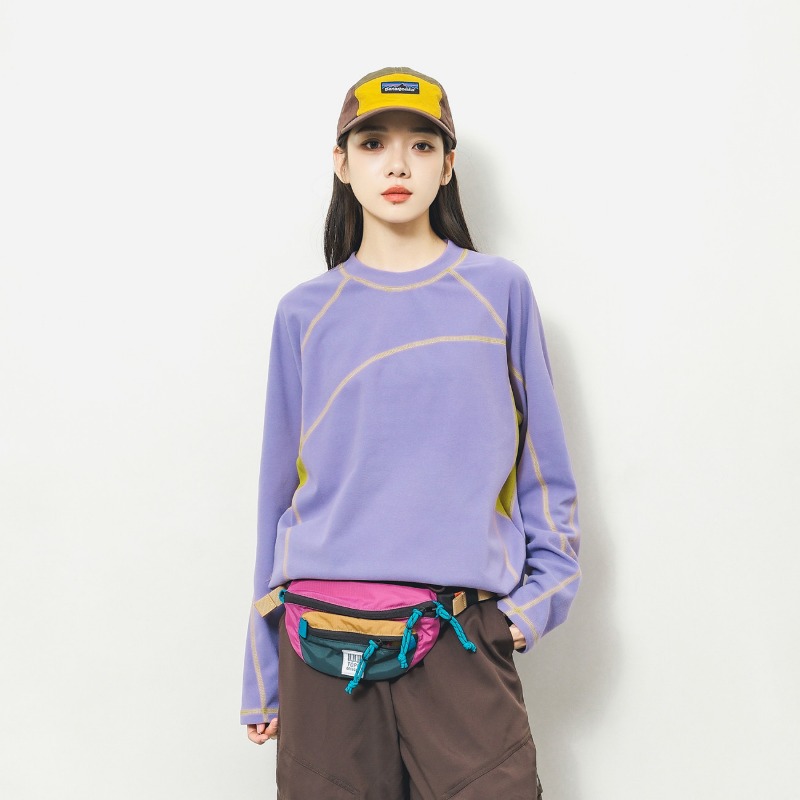 Base Layer Top - ユニセックスアウトドアカラーブロック長袖 Tシャツストレッチベースレイヤーハイキングサイクリングトレッキングカジュアルスポーツトップ S 3XL