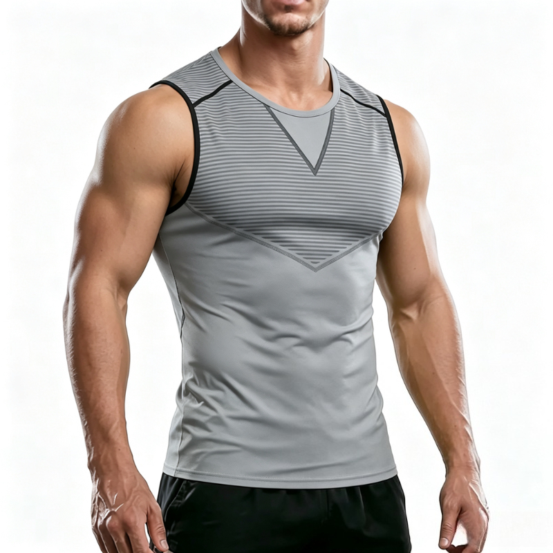 T Shirt Tight Fit - 総合トレーニングノースリーブ Tシャツ男性ファッションフィットネスグラデーションベスト高弾性吸汗速乾タンクトップ