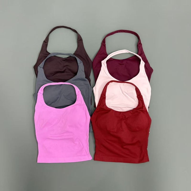 Suspender Tank Top - ジムタンクトップ レディース オープンバック スポーツ ロングライン ホルター