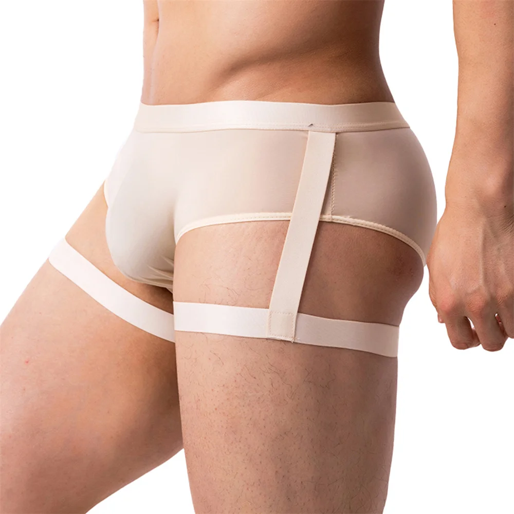 Bamboo Fiber Trunk - メンズ無地ボクサー下着アイスシルクパンツソフトで快適なブリーフ包帯脚パンティー U 凸ポーチランジェリートランクス