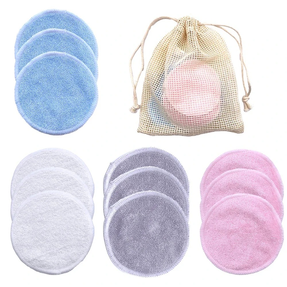 Bamboo Fiber Trunk - 10PC 再利用可能なメイク落としパッド洗えるラウンド竹メイクアップパッド布授乳パッドスキンクリーニングスキンケアツール