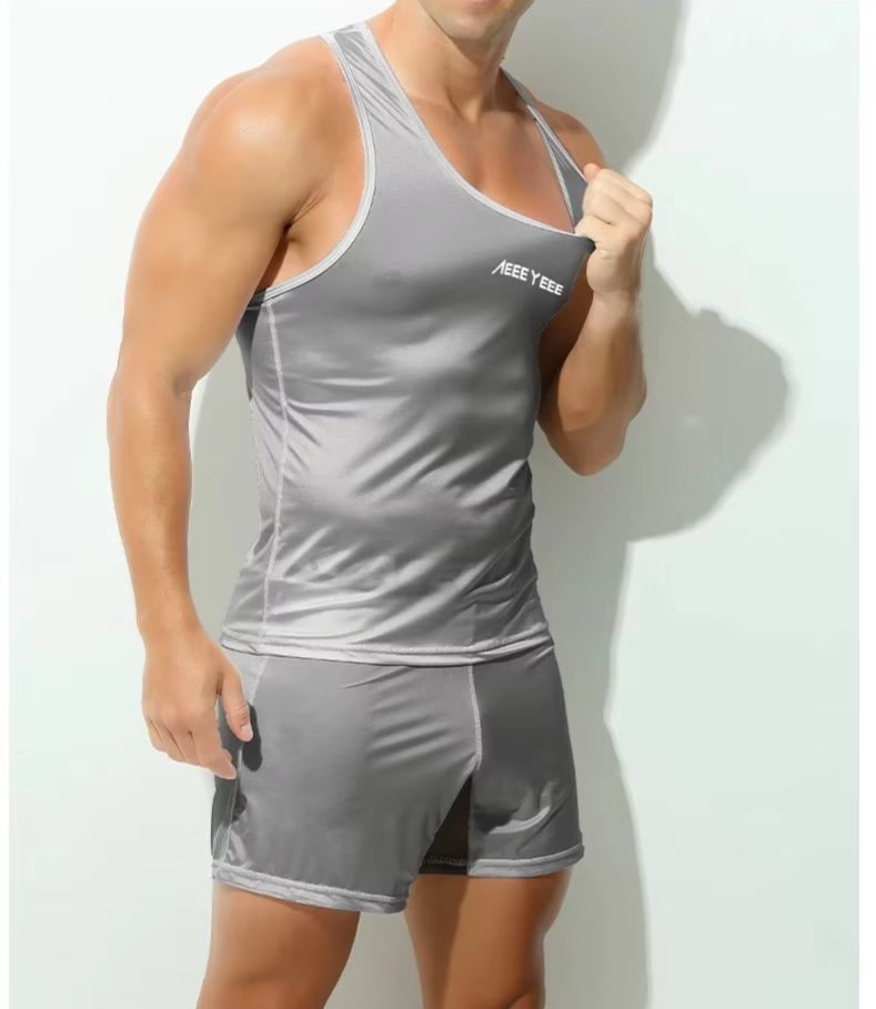 Mesh Sport Boxer - メンズ下着 グレー ボクサー 超薄型 アイスシルク ローウエスト