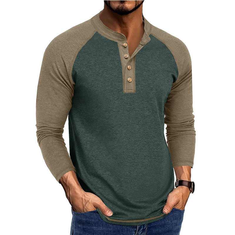 Base Layer Top - メンズ新作長袖ヘンリーシャツ、ラグランスリーブカジュアルTシャツ、プラスサイズベースレイヤートップ（Amazon向け）
