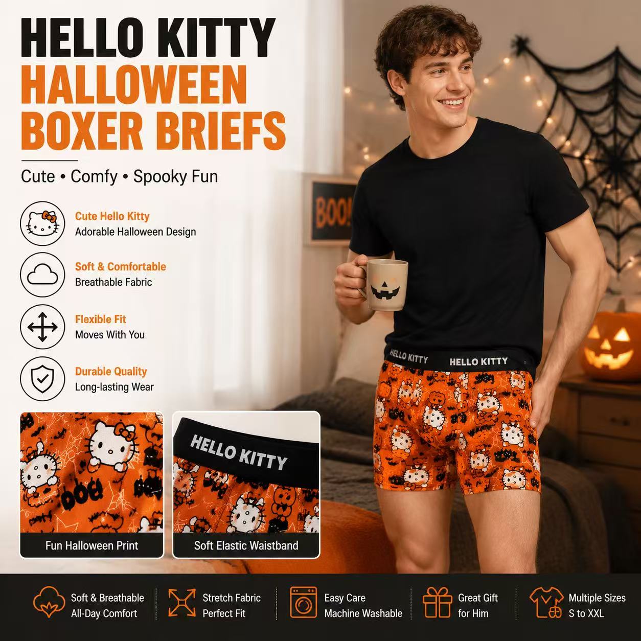 Quick Dry Underwear - プリントハローキティメンズスポーツボクサーパンティートランクス下着プラスサイズ通気性速乾性下着女性用ボクサーブリーフ