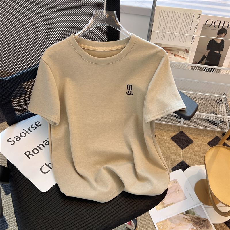 スリムフィット刺繍入り半袖Tシャツ女性のルーズスタイル夏の新 - Base Layer Top のレビューと価格
