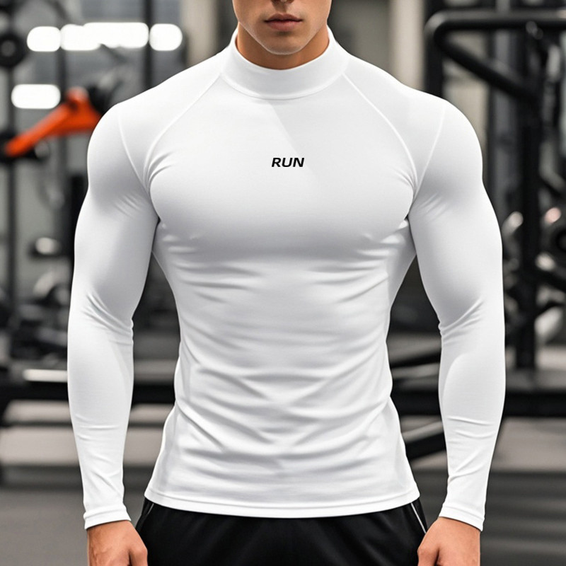メンズ ランニング タートルネック 速乾性 長袖 Tシャツ  - T Shirt Tight Fit のレビューと価格