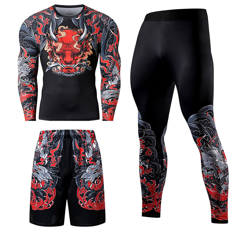 2/3 個男性柔術トラックスーツ圧縮セットスポーツウェアジム - Compression Long Pant のレビューと価格