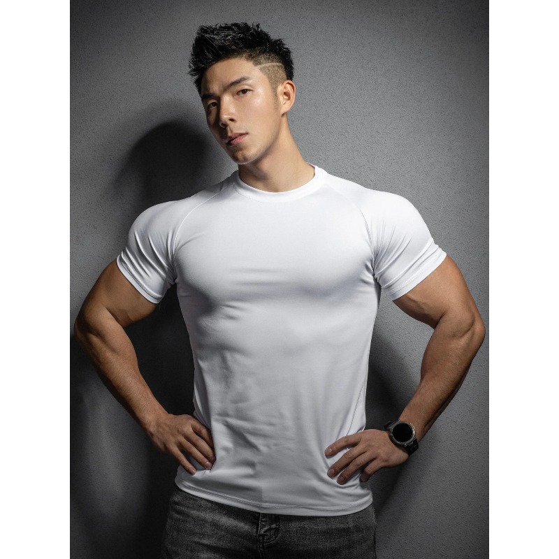 フィットネスヨガ速乾性服男性アウトドアスポーツ速乾性半袖 T - T Shirt Tight Fit のレビューと価格