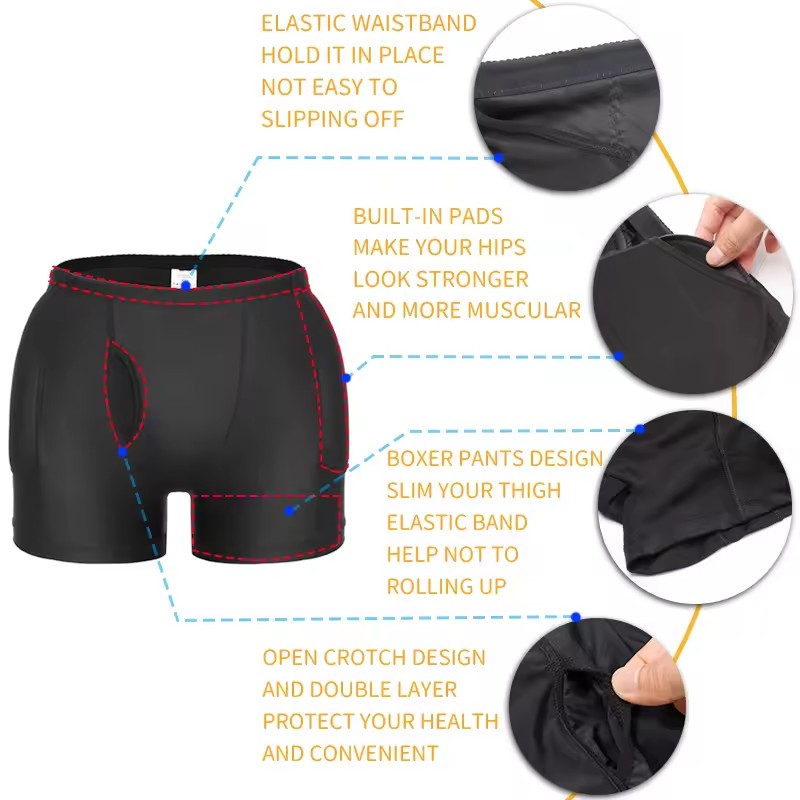 男性パッド入りヒップエンハンサー戦利品ブースター成形ボーイシ - Boxer Brief Pack Cotton のレビューと価格
