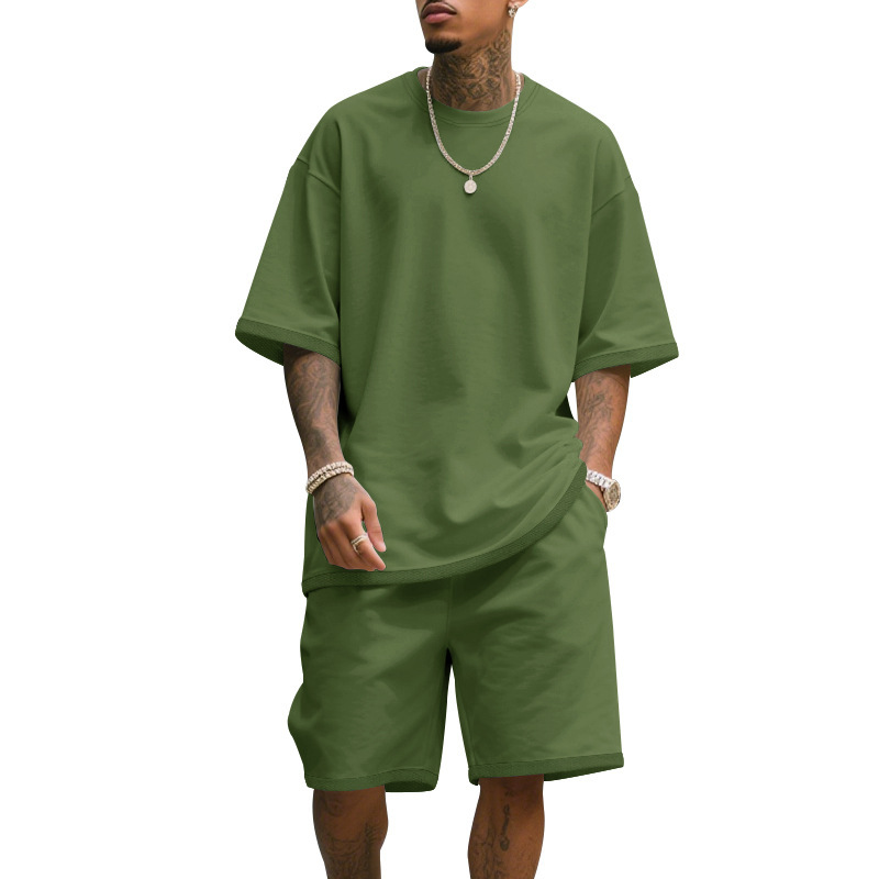 メンズカジュアルツーピースセット 夏用半袖Tシャツ＆ショート - T Shirt Tight Fit のレビューと価格