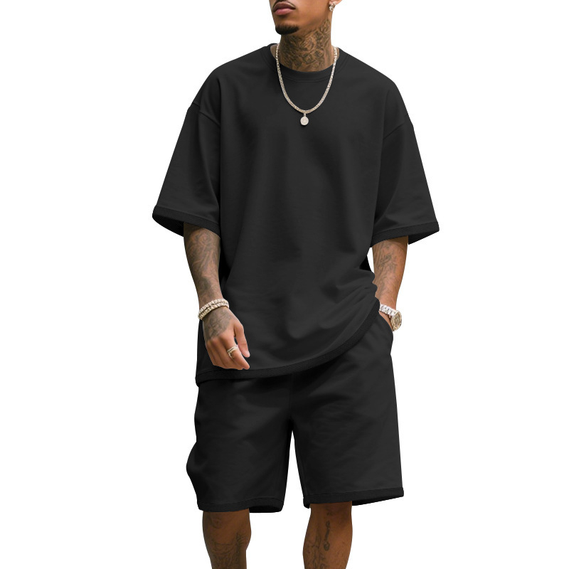 メンズカジュアルツーピースセット 夏用半袖Tシャツ＆ショート - T Shirt Tight Fit のレビューと価格