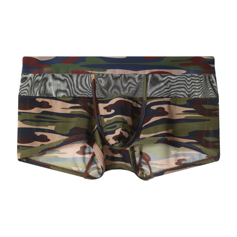 迷彩ボクサーショーツ男性ポリエステルメッシュパネル通気性スポ - Mesh Sport Boxer のレビューと価格