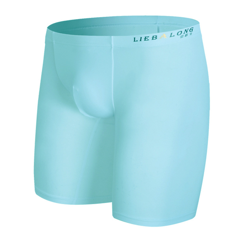 男性用の通気性のあるシルクボクサーショーツ,耐摩耗性の下着, - Long Leg Trunk Men のレビューと価格