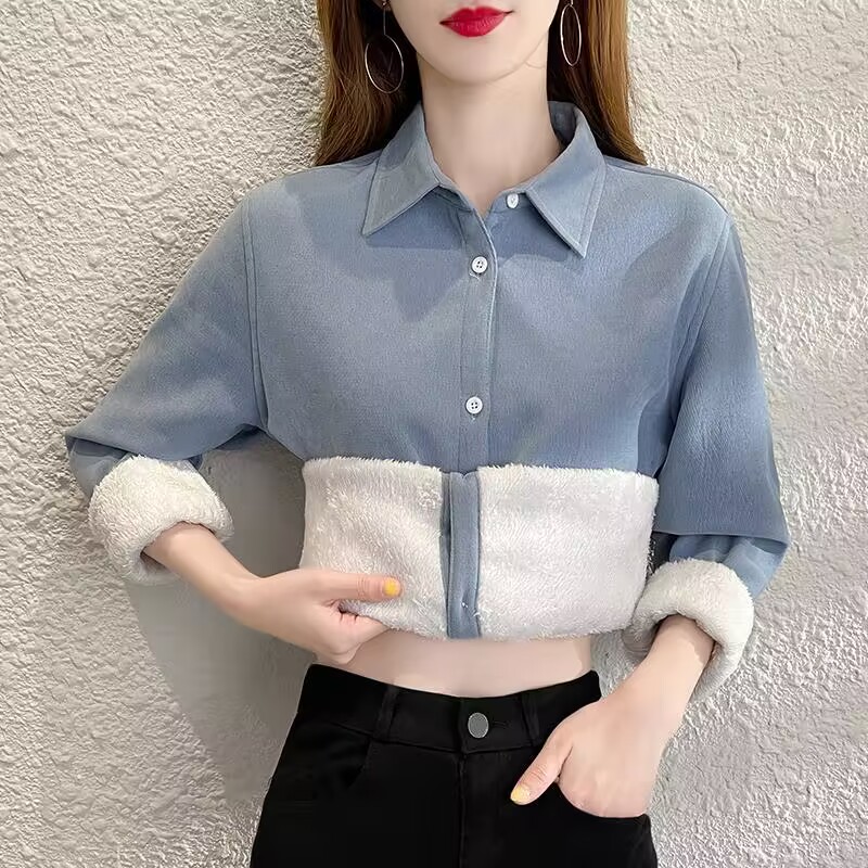 ベルベット厚く暖かい女性の固体シャツ 2023 新しい女性長 - Thermal Long John のレビューと価格