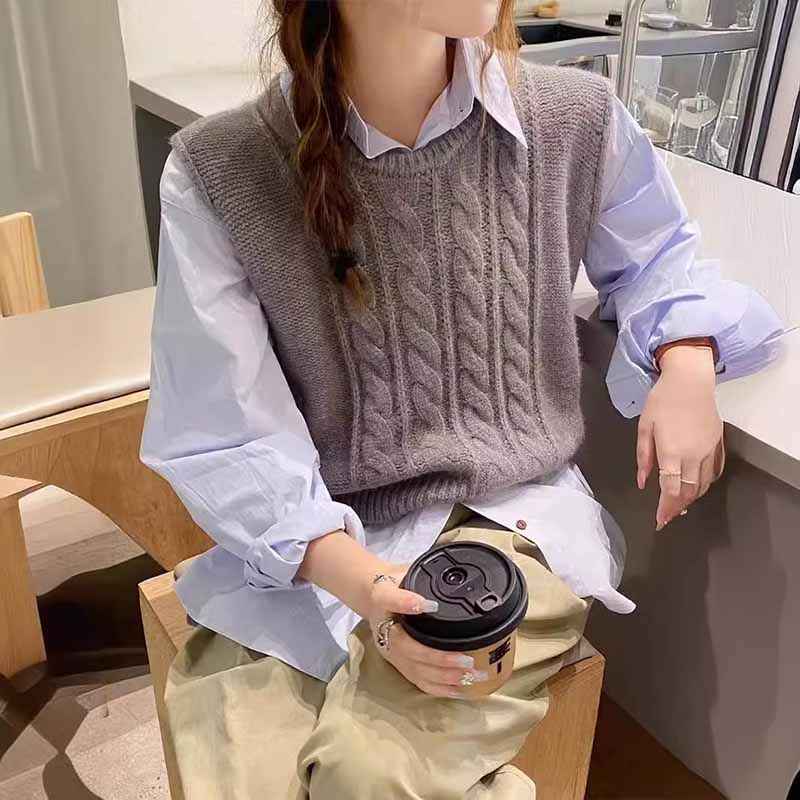 2025年新作 Oネックニットベスト レディース 無地 ルー - Sleeveless Undershirt のレビューと価格
