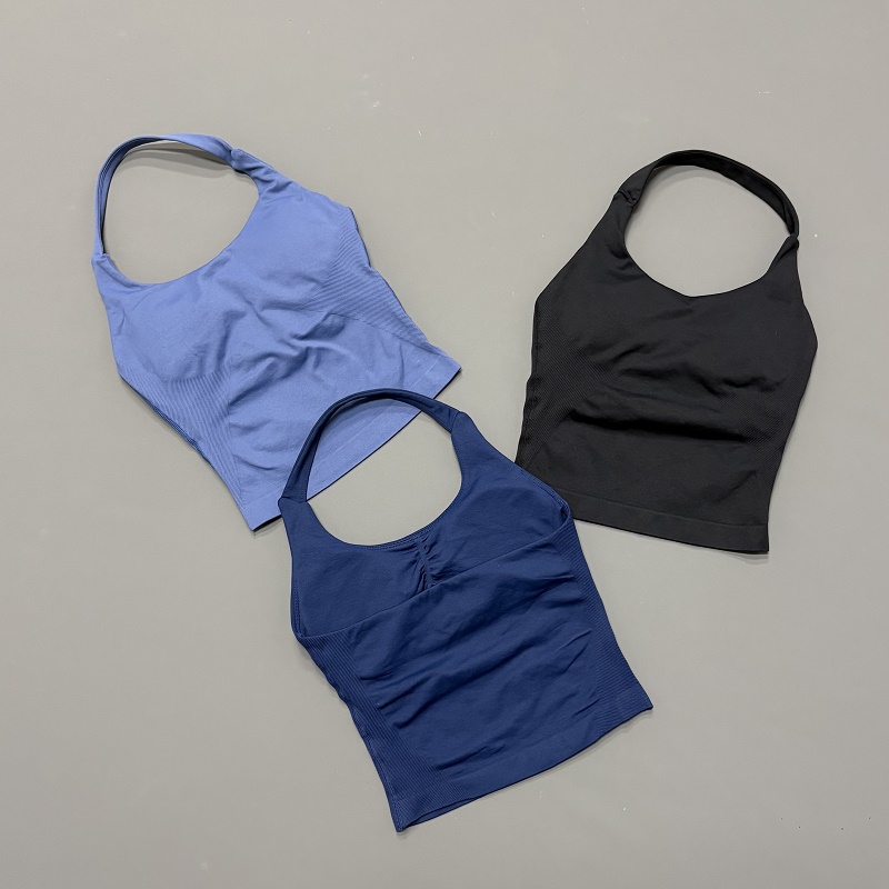 女性用ホルターネックスポーツトップ シームレスヨガタンクトッ - Suspender Tank Top のレビューと価格