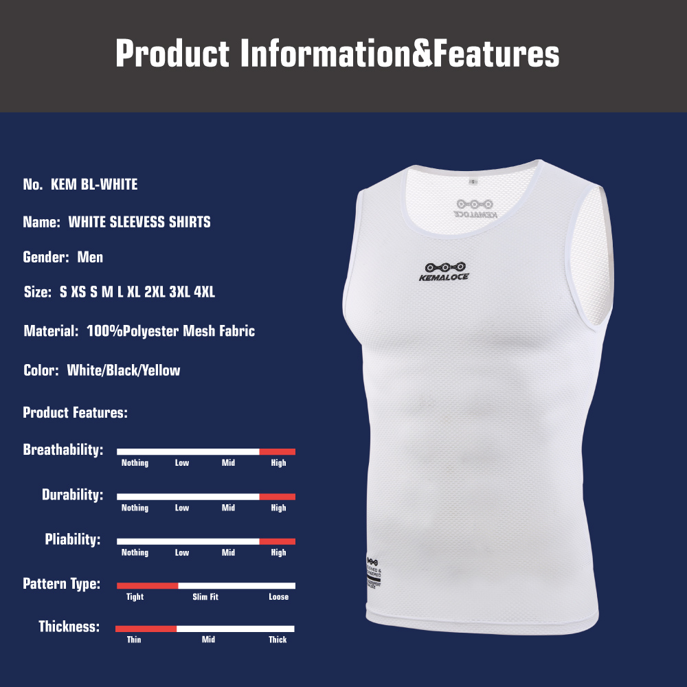 Kemaloce-通気性のある速乾性のサイクリングベスト,ベ - Sleeveless Undershirt のレビューと価格