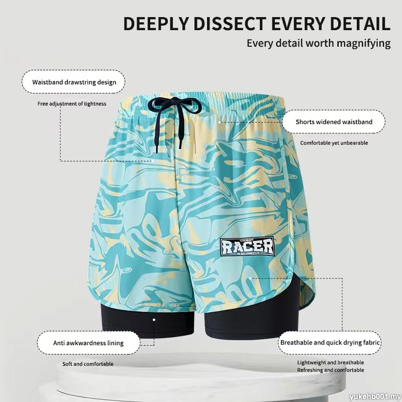 男性用の二層水泳パンツ,速乾性,通気性のある水泳パンツ,学生 - Trunk Breathable Men のレビューと価格