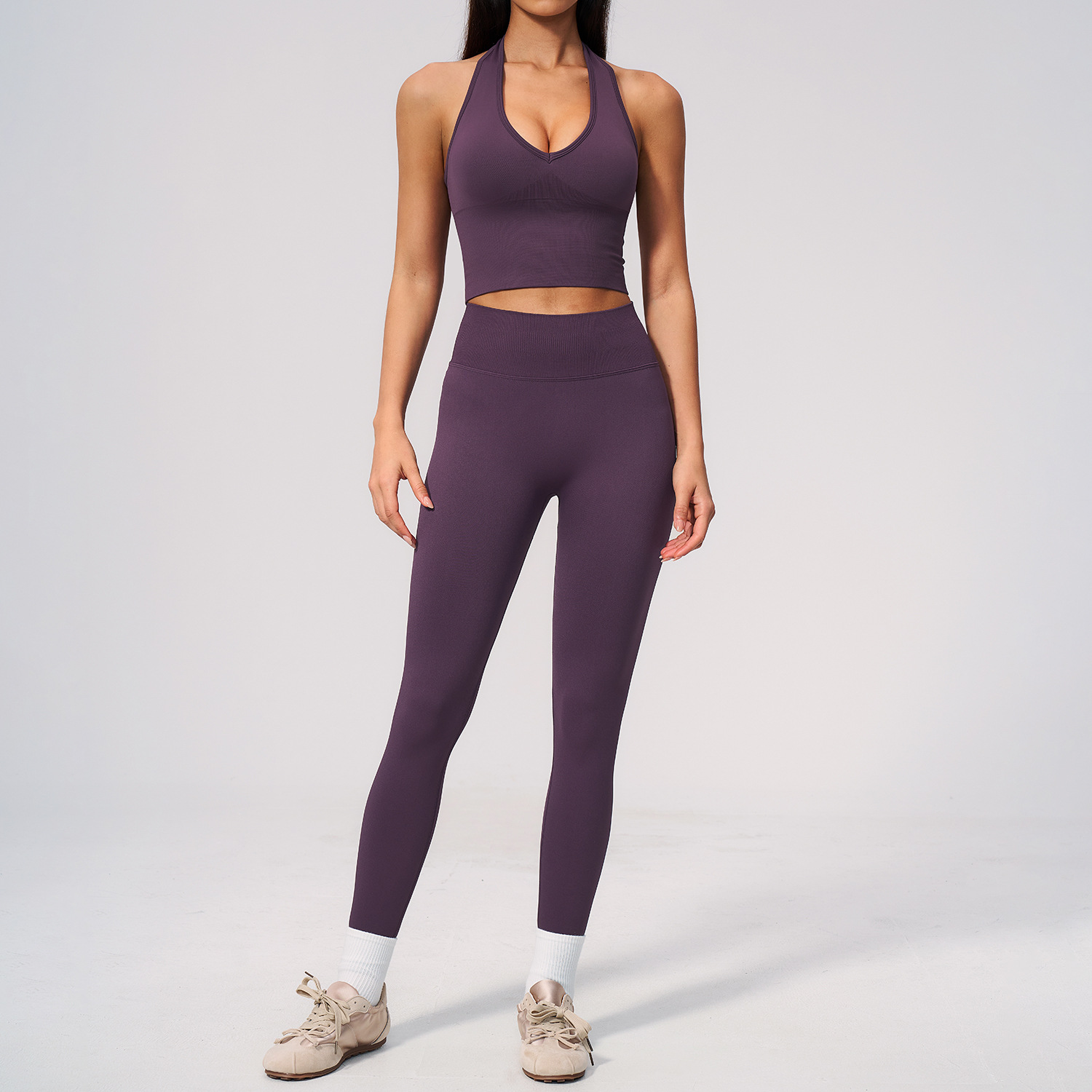 シームレスヨガスーツ 2ピース レディース アスレチックウェ - Compression Shorts Athletes のレビューと価格