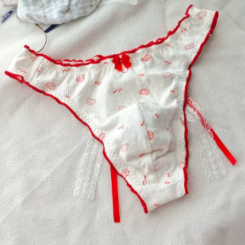 日本の新しい甘い花柄のボウタイクロスドレッシング下着、男性用 - Pouch Boxer Pouch のレビューと価格