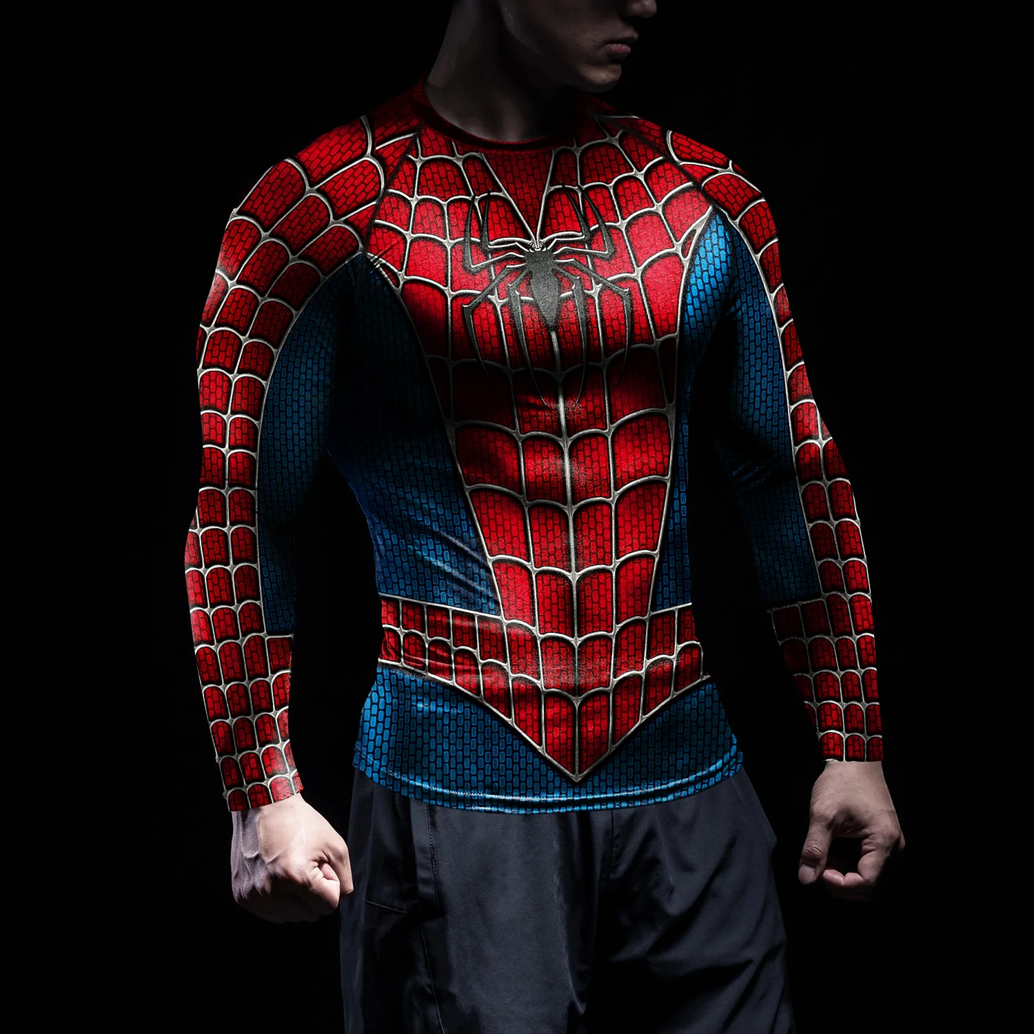 スパイダープリント Tシャツ男性圧縮 Tシャツコスプレコミッ - T Shirt Tight Fit のレビューと価格