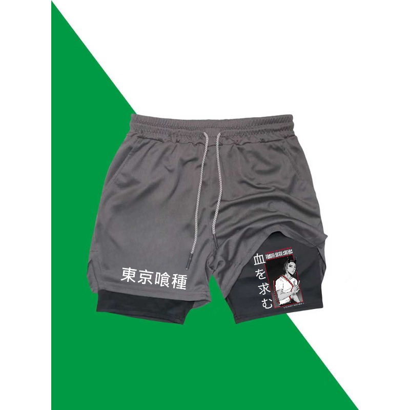 東京グール プリント 2in1 ランニング ワークアウト シ - Compression Shorts Athletes のレビューと価格