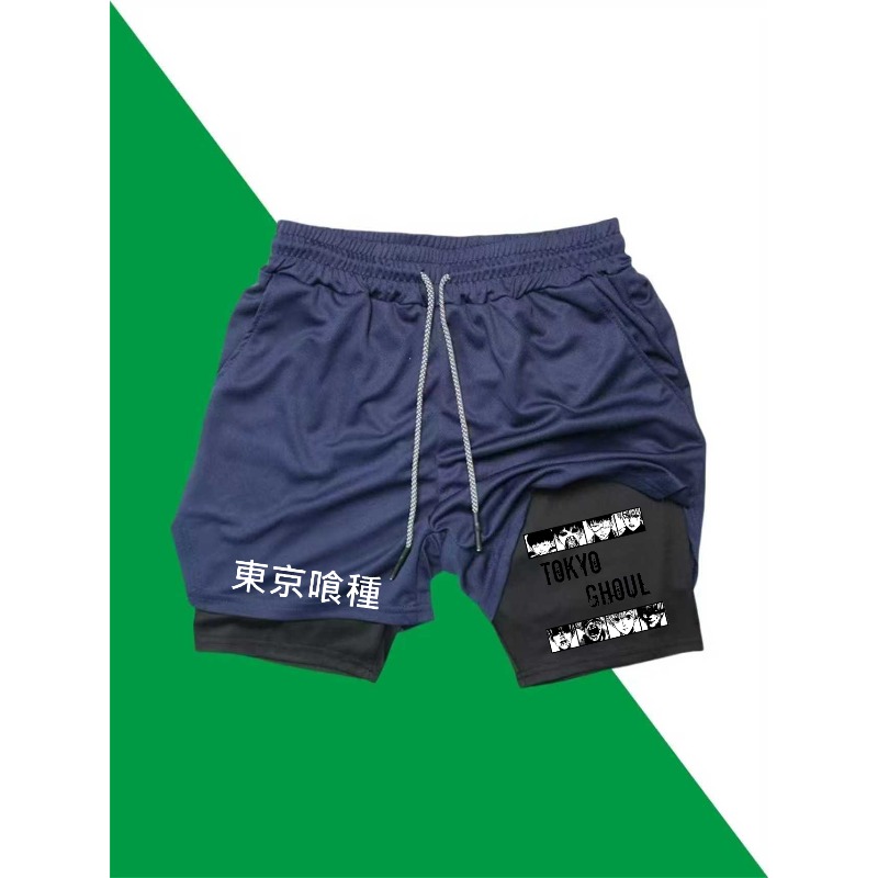 東京グール プリント 2in1 ランニング ワークアウト シ - Compression Shorts Athletes のレビューと価格