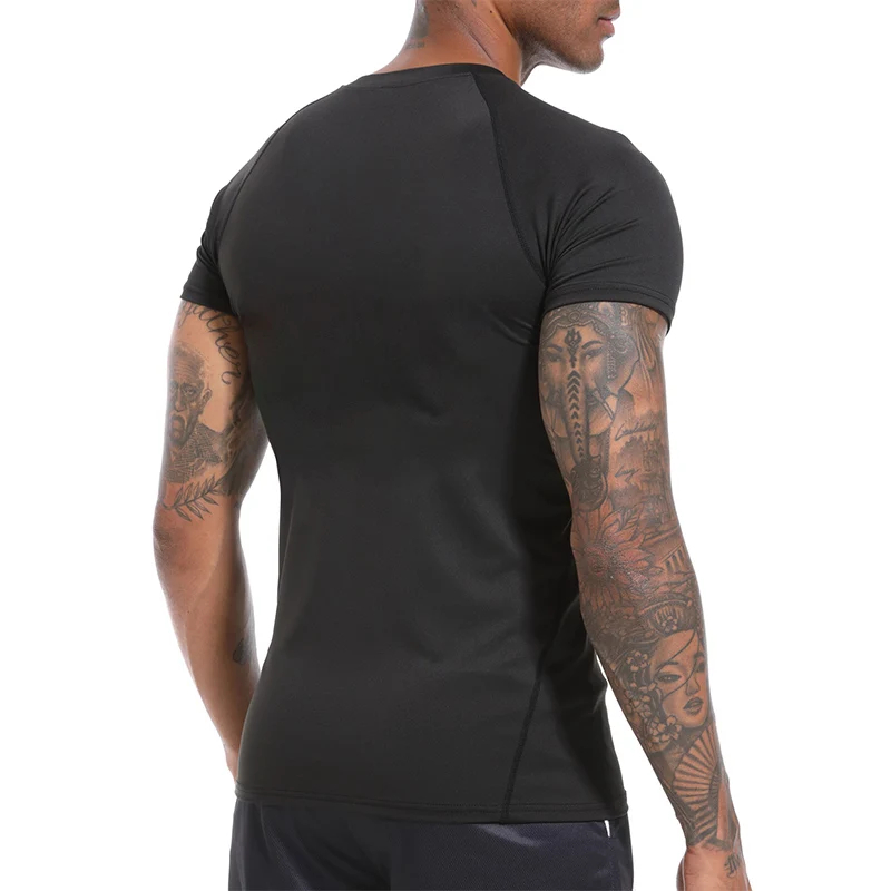 メンズプリントコンプレッションシャツ夏半袖ラッシュガードジム - Base Layer Top のレビューと価格