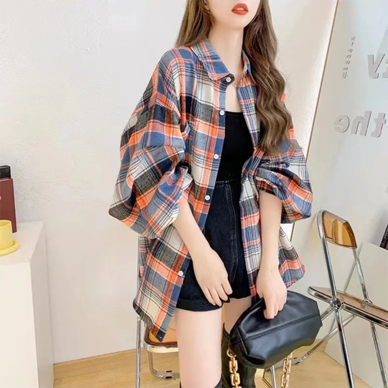 秋冬ファッションウールチェック柄シャツ女性ルーズ人格長袖トッ - Thermal Long John のレビューと価格