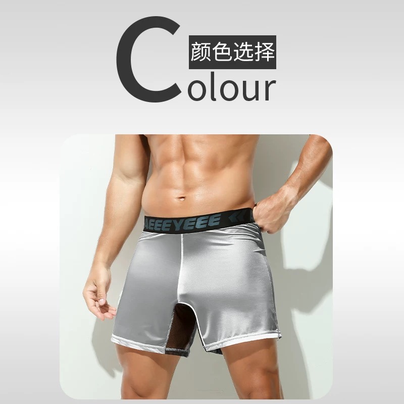 メンズ下着 グレー ボクサー 超薄型 アイスシルク ローウエ - Mesh Sport Boxer のレビューと価格