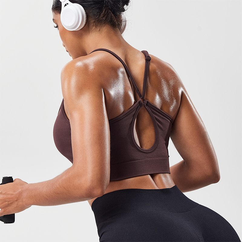 女性用ホローバック調節可能ストラップスポーツブラ通気性メッシ - Suspender Tank Top のレビューと価格