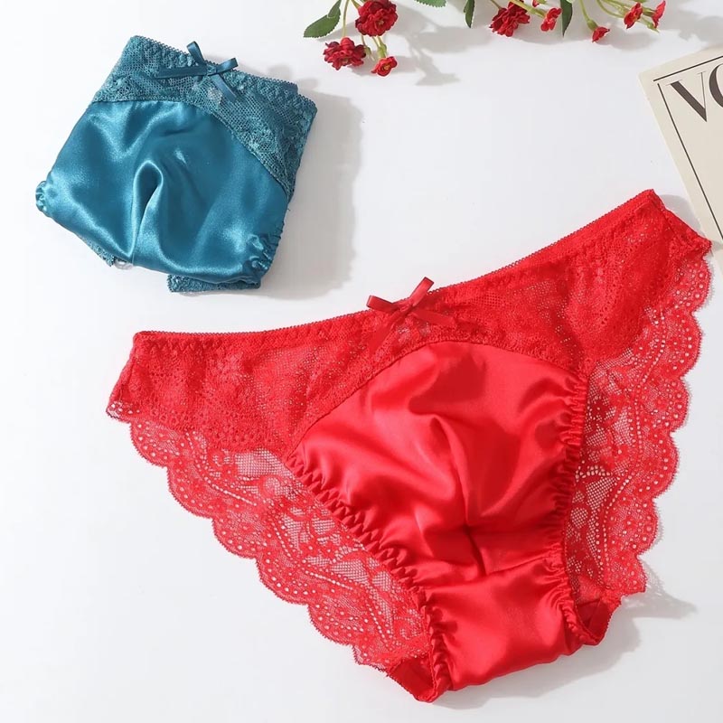 セクシーなメンズブリーフ、シースルーレースサテンボウ、凸型ポ - Pouch Boxer Pouch のレビューと価格