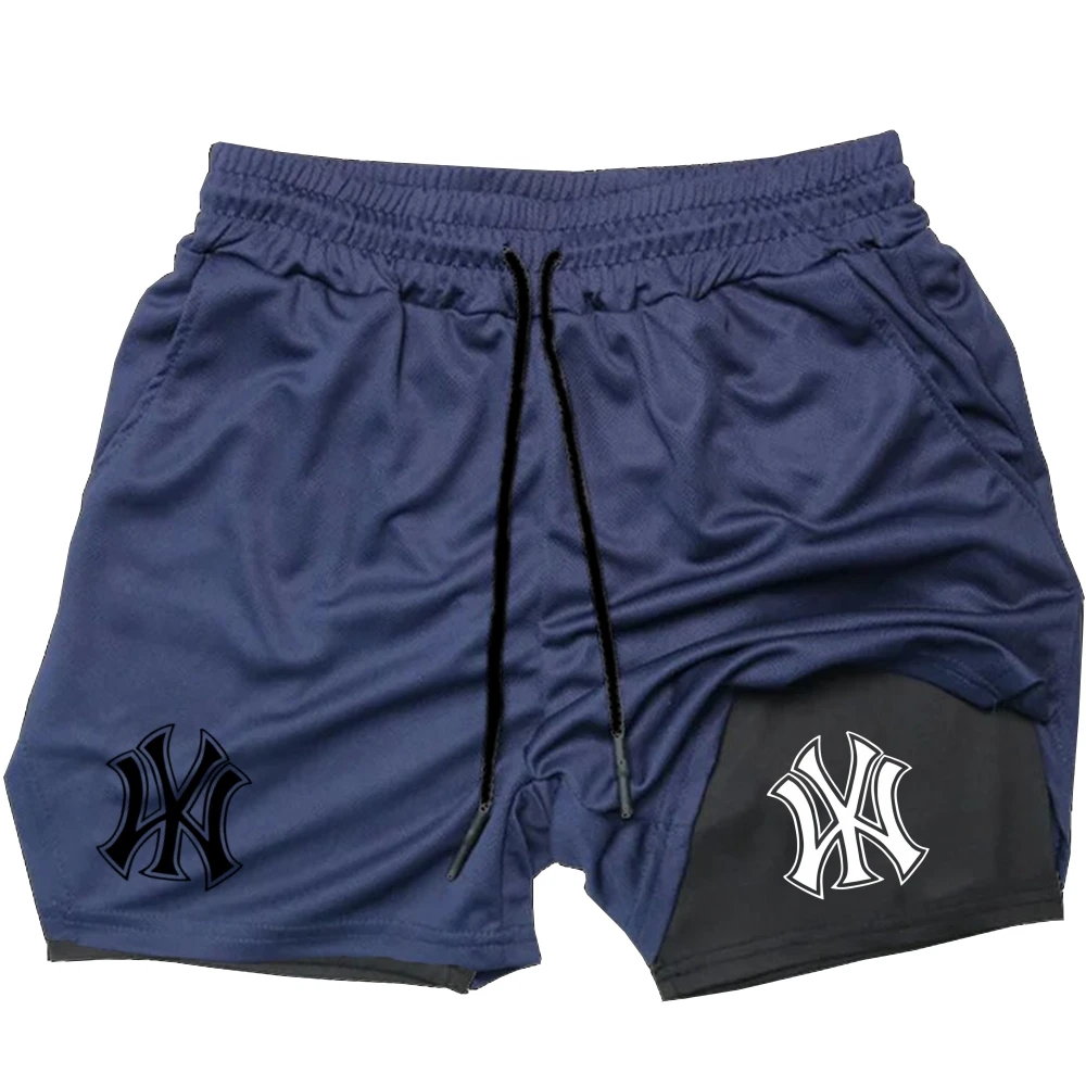 メンズ2in1ロゴプリントスポーツショーツ速乾ドローストリン - Compression Shorts Athletes のレビューと価格