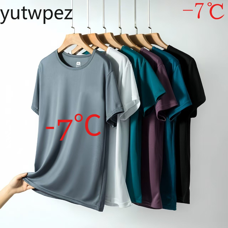 夏用アイスシルクメンズTシャツ半袖丸首通気性薄手スポーツラン - T Shirt Tight Fit のレビューと価格