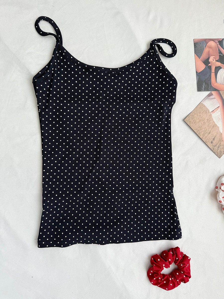 ネイビードットリブショーツセット女性夏カジュアルノースリーブ - Tank Top Ribbed のレビューと価格