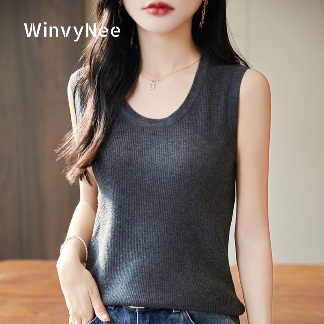 WinvyNee 女性ディープクルーネック梳毛ウールリブスリ - Tank Top Ribbed のレビューと価格