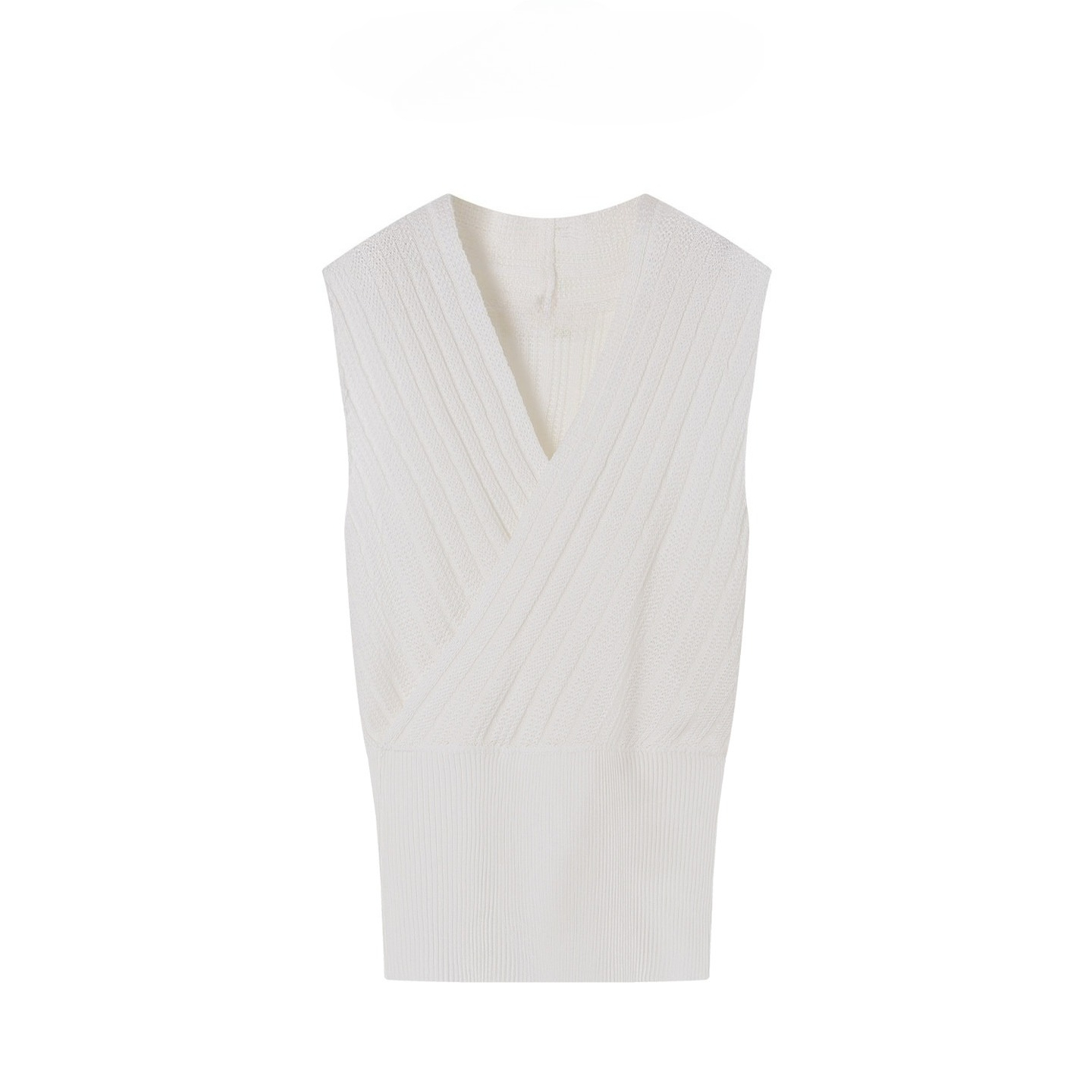 レディース ノースリーブ ラップニット セーターベスト Vネ - Tank Top Ribbed のレビューと価格